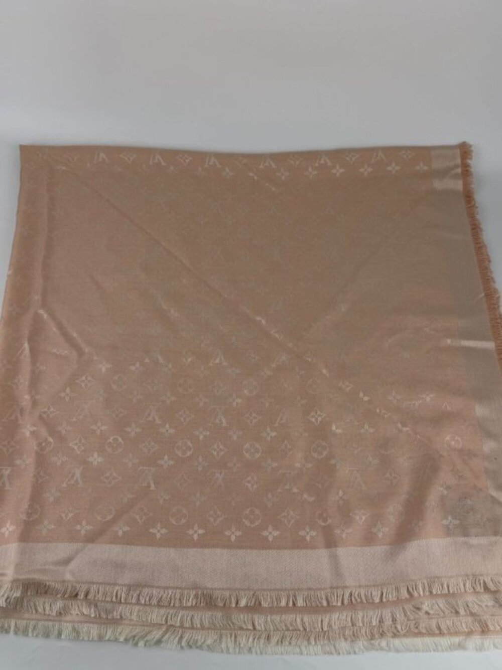 Louis Vuitton Shawl Monogram Pink Silk Wool Vintage Scarf - Picture 5 of 10